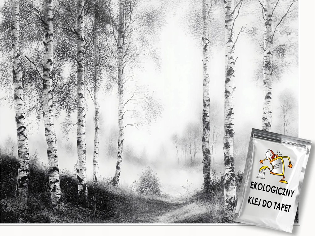Fotótapéta Erdő Fák Fekete-fehér Hálószoba Nappali Tapéta Flizelina 400x280