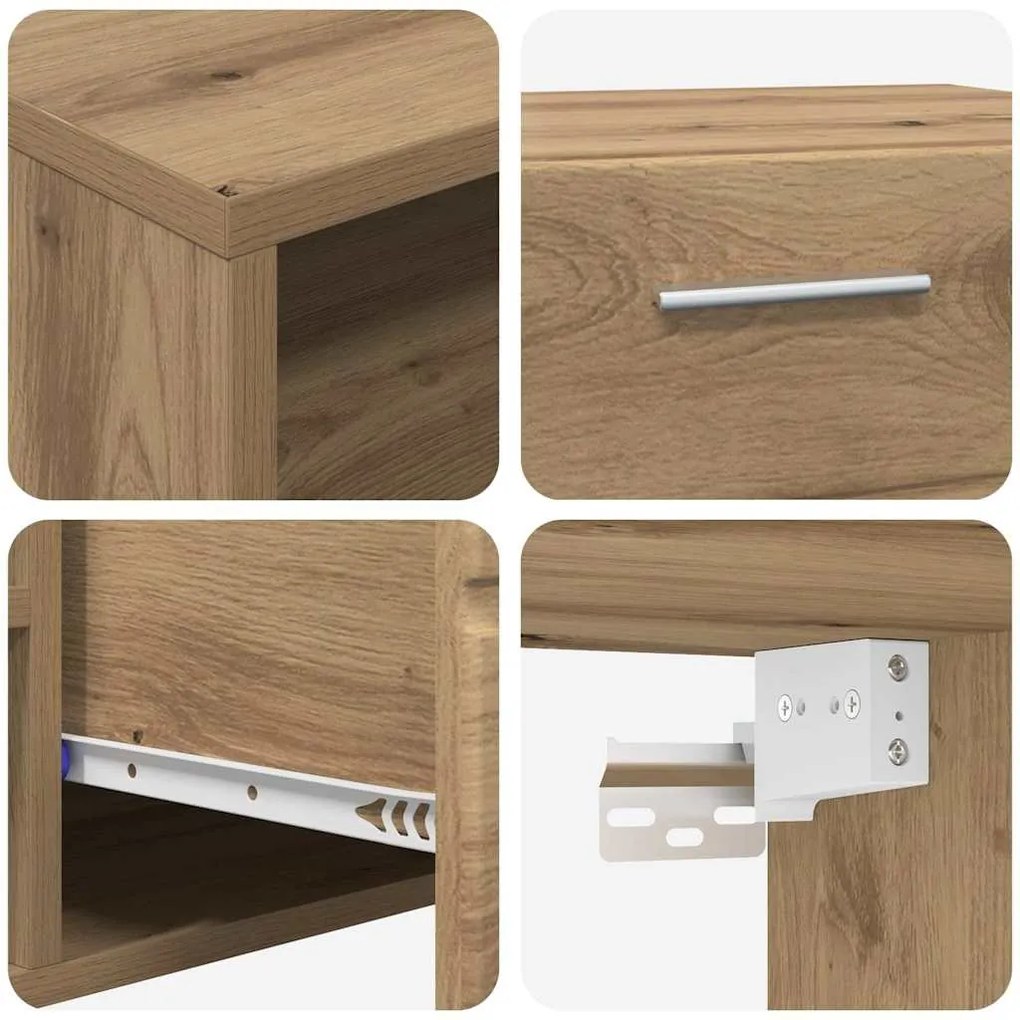TV szekrény fiókkal kézműves tölgy 100.5 x 39 x 30 cm Faanyag