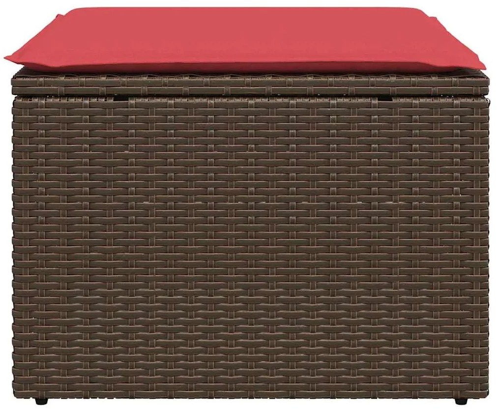 barna polyrattan kerti ülőke párnával 55 x 55 x 37 cm