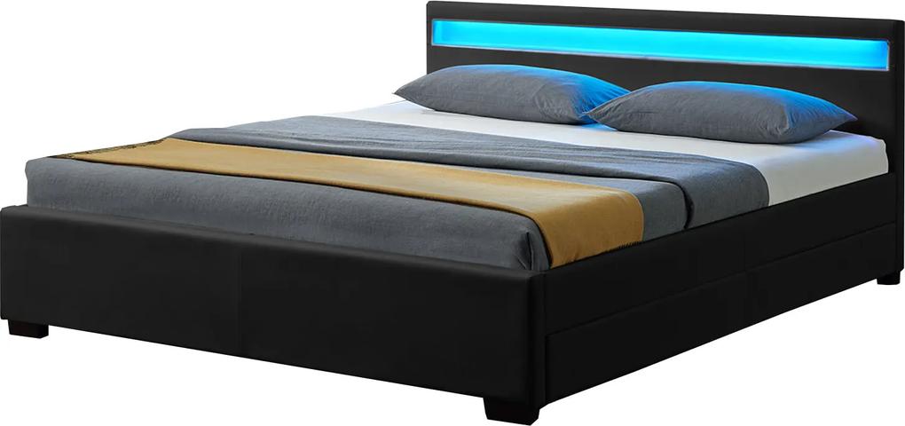 Kárpitozott ágy ,,Lyon" tárhellyel 140 x 200 cm - fekete