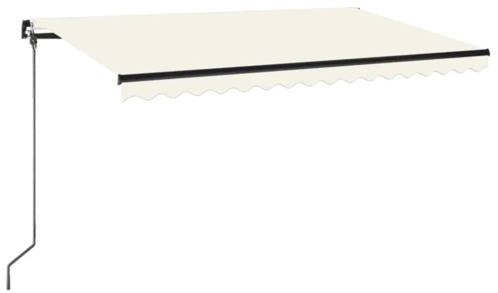 krémszínű kézzel kihúzható LED-es napellenző 450 x 350 cm