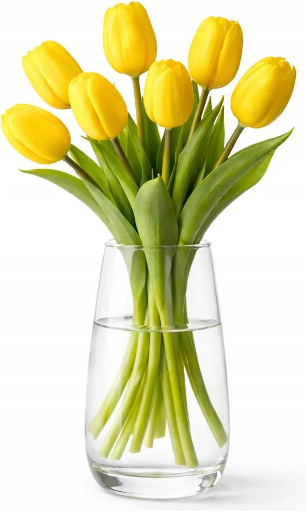 Gumírozott tulipán csokor sárga művirág élő 7db