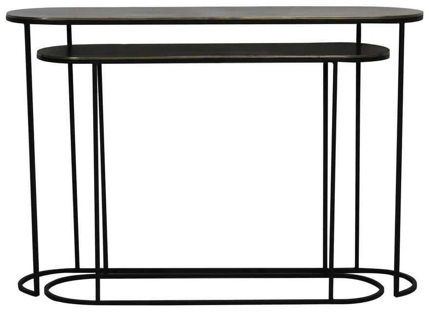 Bronzszínű fém konzolasztal szett 2 db-os 28x118 cm Bocov – Light & Living