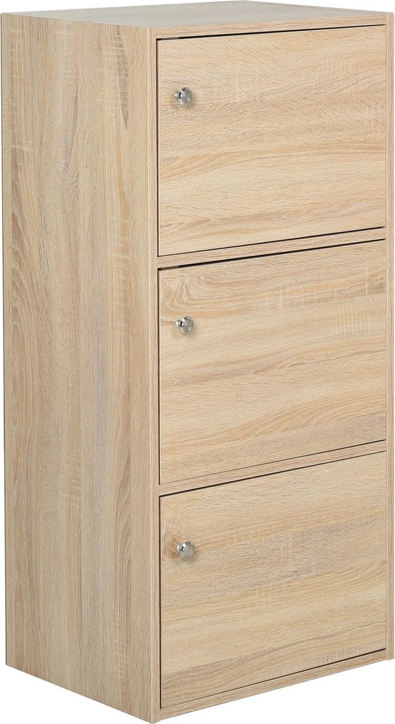 HOMCOM Többcélú Szekrény 3 Polccal és 3 Ajtóval, 48x34x100cm | Aosom