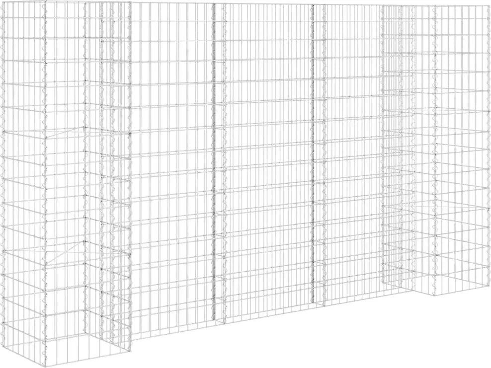vidaXL H alakú acéldrót virágtartó gabion 260 x 40 x 150 cm