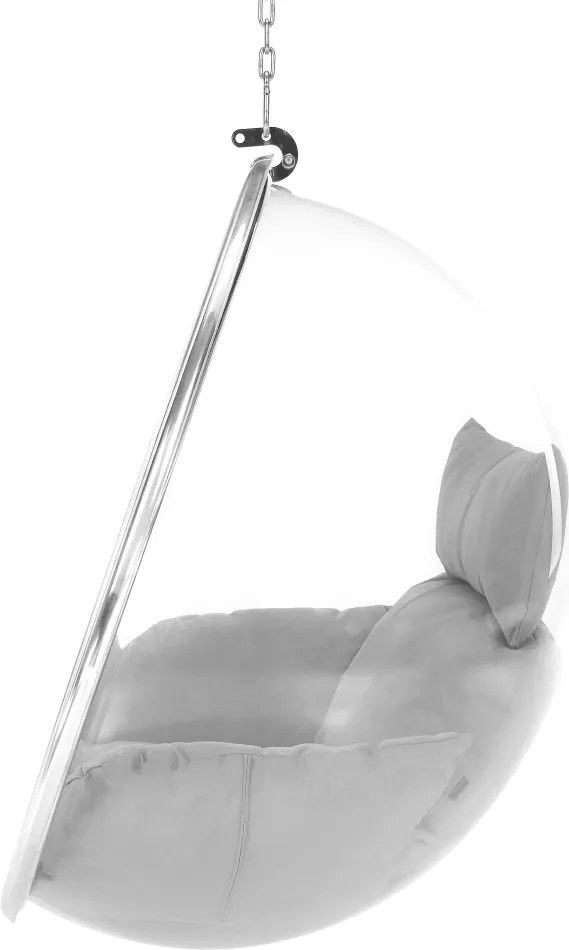Függő fotel, átlátszó/ezüst/szürke, BUBBLE NEW TYP 1