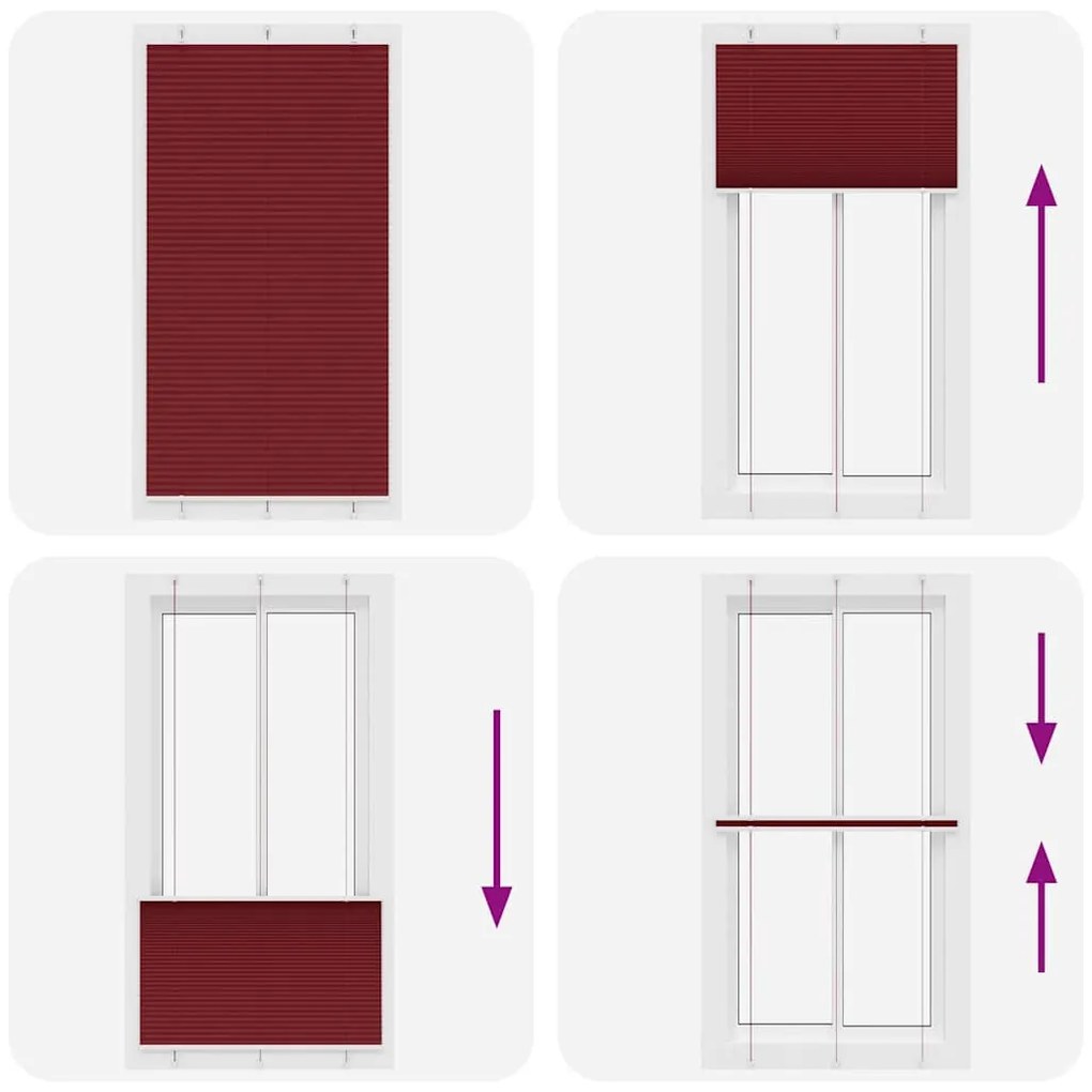 pliszírozott redőny Bordeaux piros 105x200 cm szövetszélesség