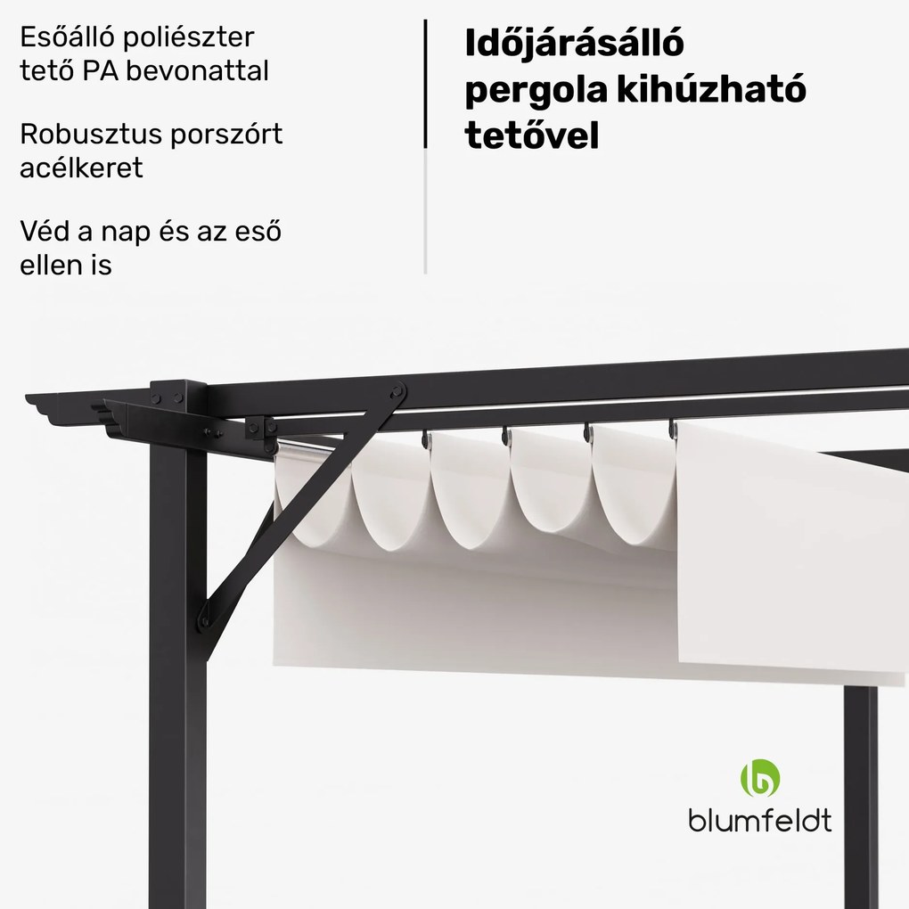 Blumfeldt Pantheon Robust, pergola, 3 x 3 m, időjárásálló porszórt acél, időjárásálló