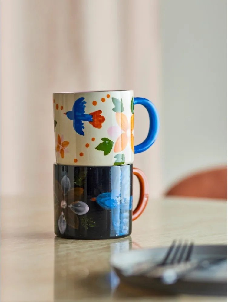 Fekete-bézs kerámia bögre szett 2 db-os 300 ml Maricala – Bloomingville