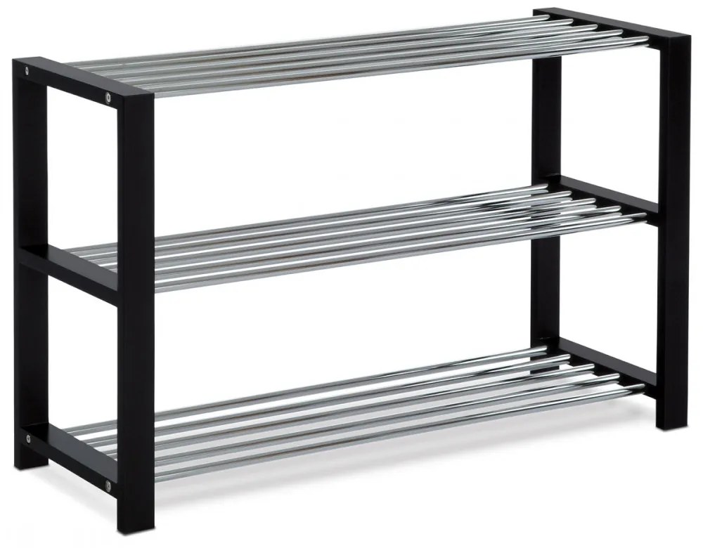 83168-12 Depozit modern pentru pantofi cu rafturi cromate în negru