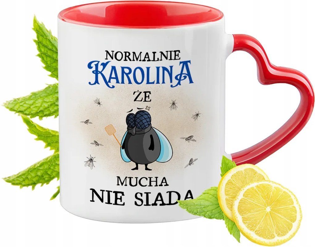 Karolina Piros Bögre Szív Alakú Füllel Ajándék