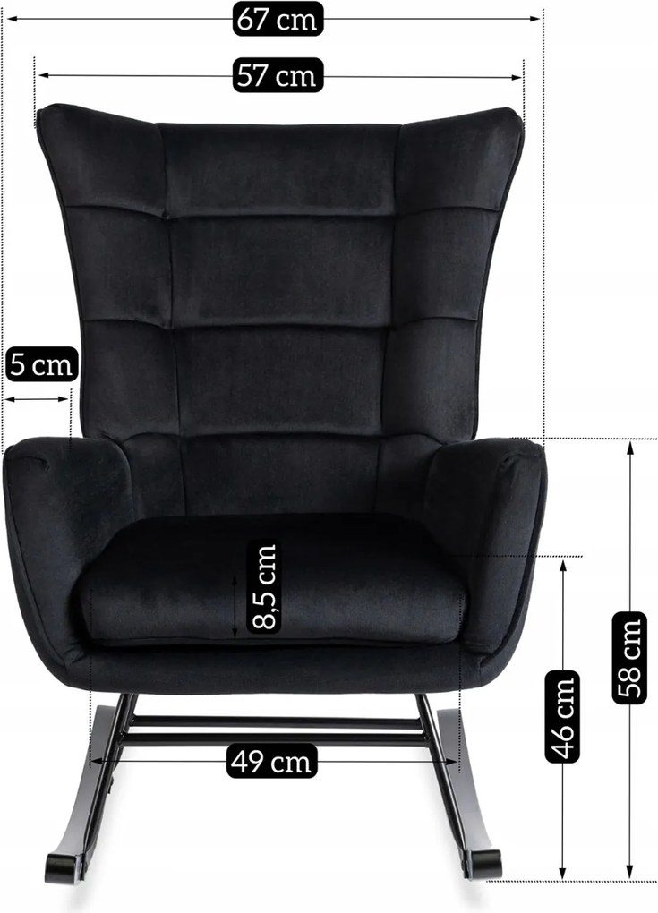 Hintafotel fekete bársony kárpittal – JACKSON