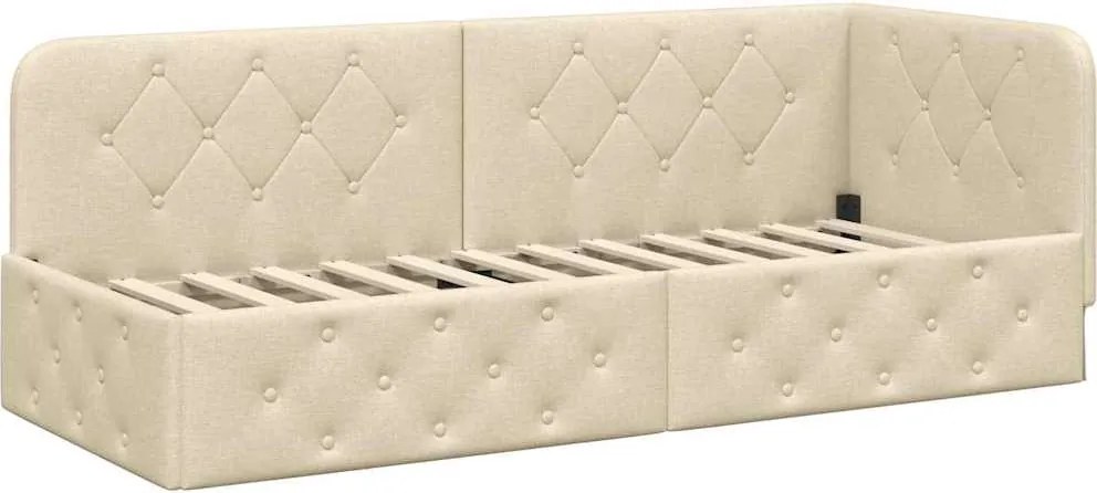 vidaXL Sarokágy keret fejtámlával Krém 80 x 200 cm szövet