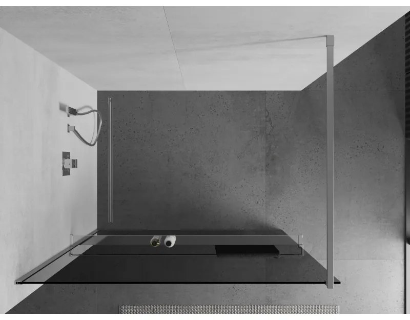 Mexen Kioto +, zuhany paraván polccal és törölközőtartóval 100 x 200 cm, 8mm szürke üveg, króm profil, 800-100-121-01-40