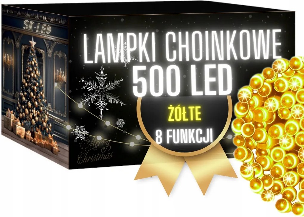 LED-es karácsonyfa lámpák 500 Sárga Arany 38m IP44 kültéri beltéri
