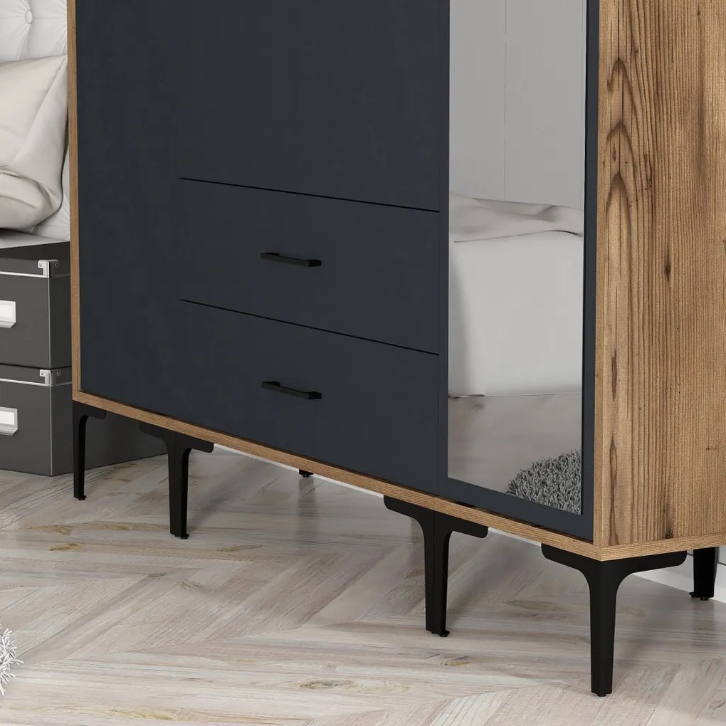 Kumsal gardróbszekrény, dió-antracit, 160 cm – TR845HCT5494