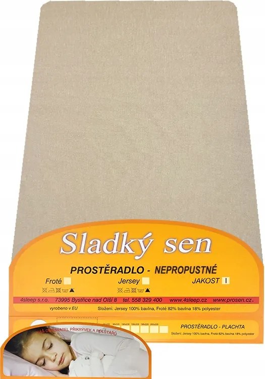 Vízálló Jersey ráillesztett lepedő gumiszalaggal 180x200 10 szürke-bézs