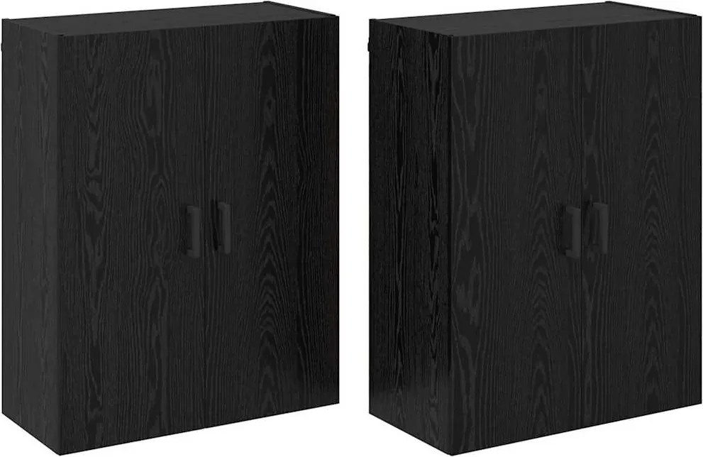vidaXL Fali szekrény 2 pcs Fekete tölgy 69,5 x 34 x 90 cm Faanyag