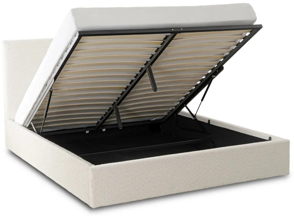 Krém Bouclé Franciaágy Ágyneműtartóval. 160x200 MARSYLIA