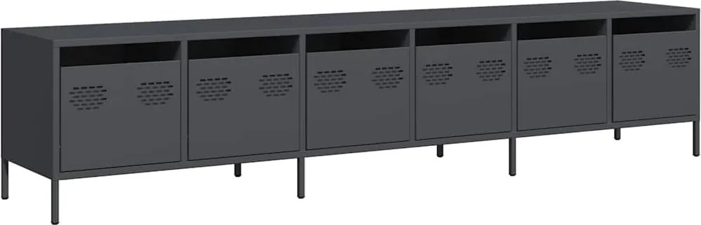 vidaXL antracitszürke hidegen hengerelt acél TV-szekrény 202x39x43,5cm