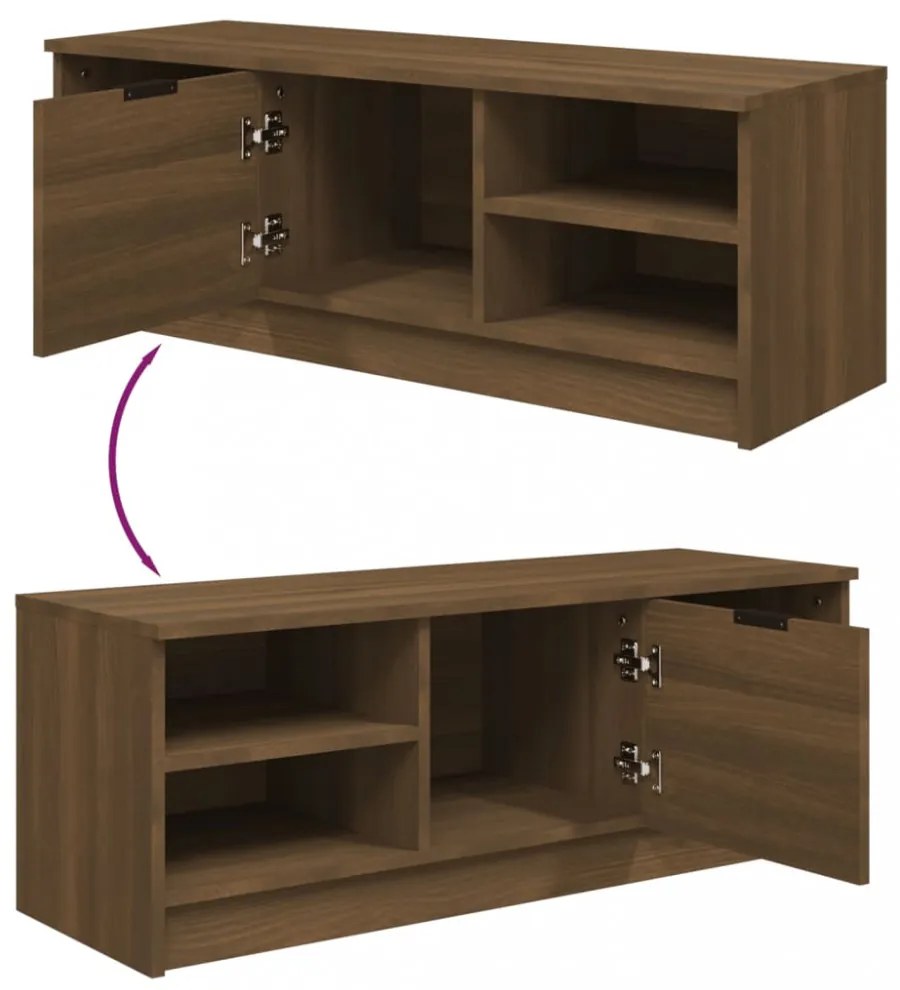 barna tölgyszínű szerelt fa TV-szekrény 102 x 35,5 x 36,5 cm