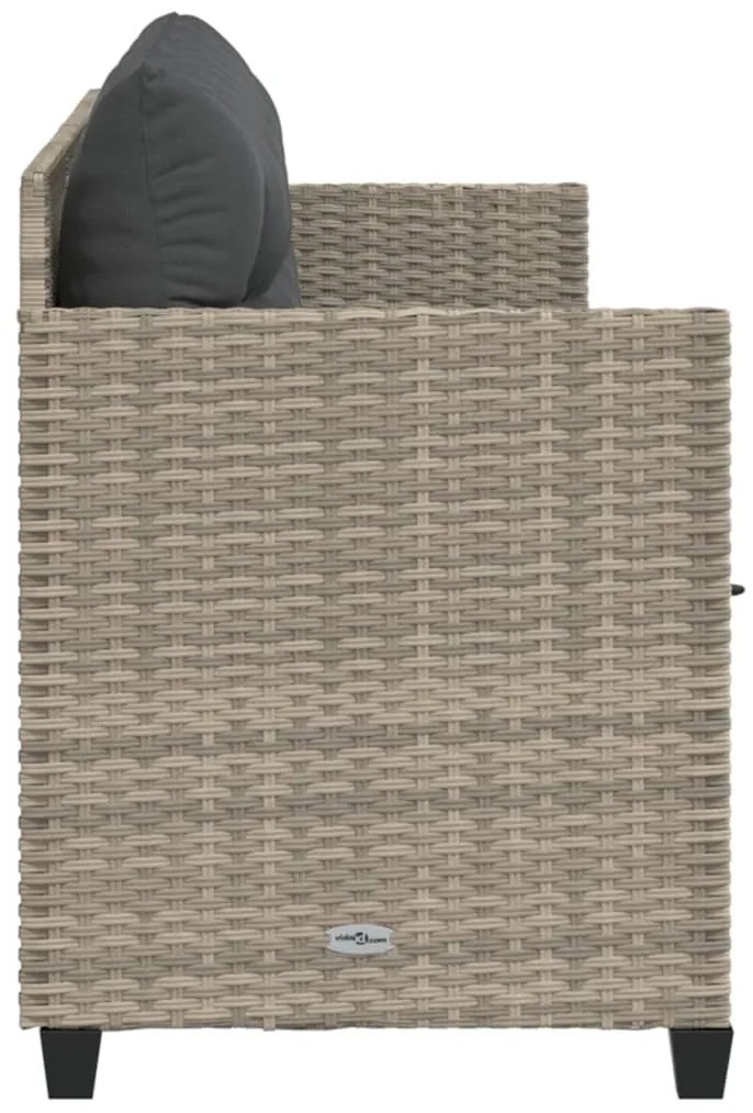 Világosszürke polyrattan napozóágy párnával