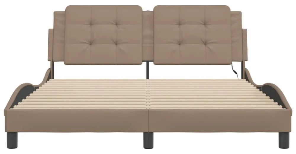 kávészínű ágykeret LED-ekkel matrac nélkül Zadar 160 x 200 cm