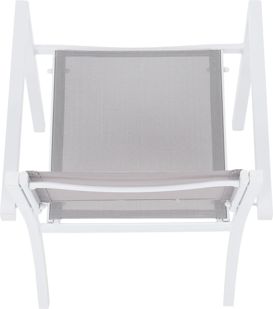 Kerti rakásolható szék, fehér acél/világosszürke, DORIO