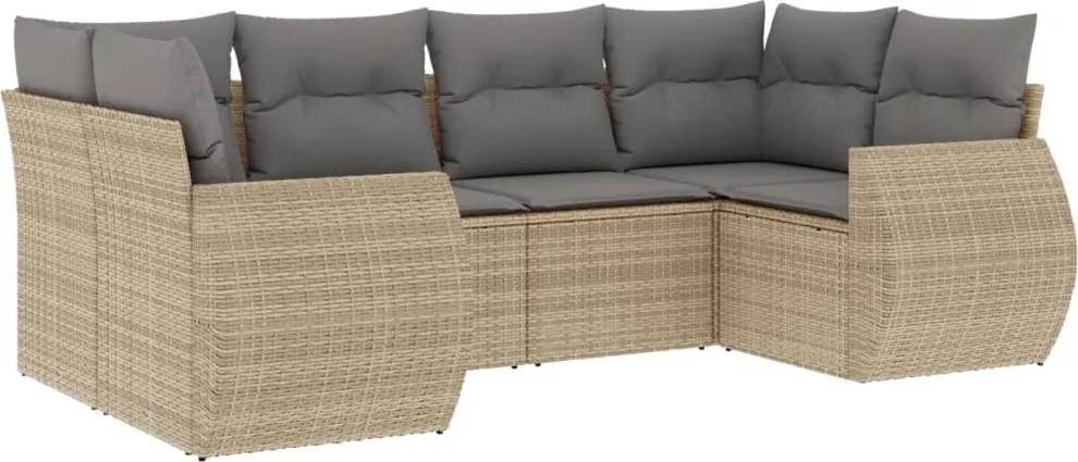 vidaXL 6 részes bézs polyrattan kerti ülőgarnitúra párnával