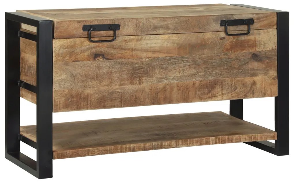 vidaXL Tároló Doboz tárolóval Barna 80 x 35 x 45 cm Tömör mangófa