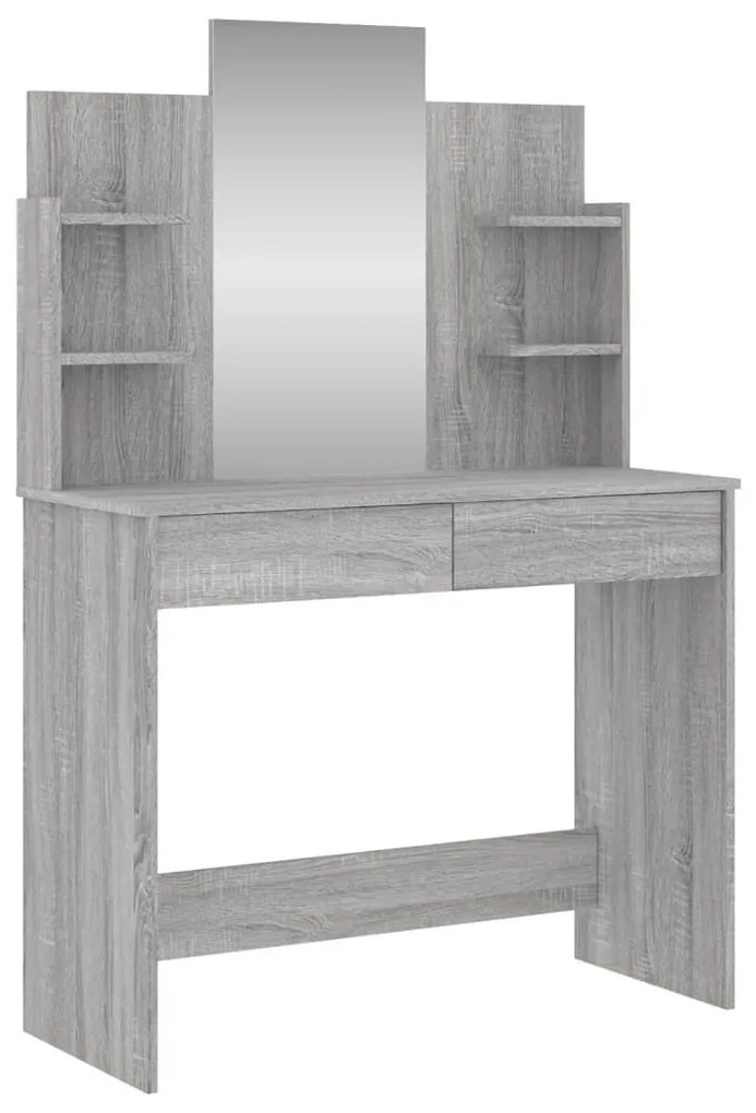 szürke sonoma színű fésülködőasztal tükörrel 96x39x142 cm
