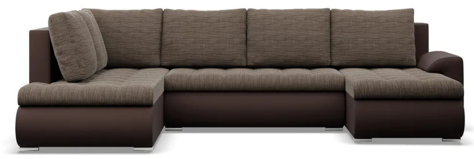 Tokio U sarokkanapé, 3 ágyneműtartóval, fonott + műbőr, baloldali, barna