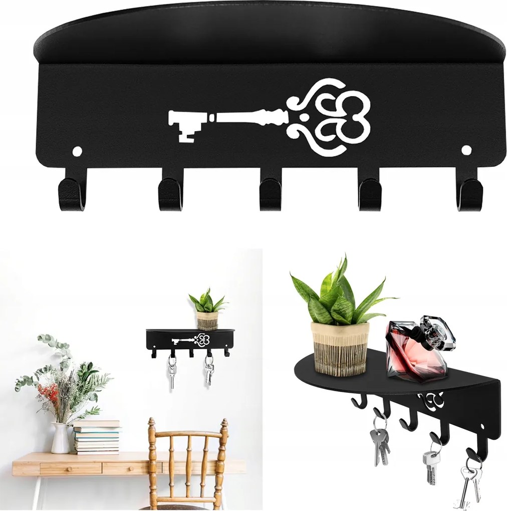 Ruhatartó akasztó kulcstartó polccal 22cm kulcs