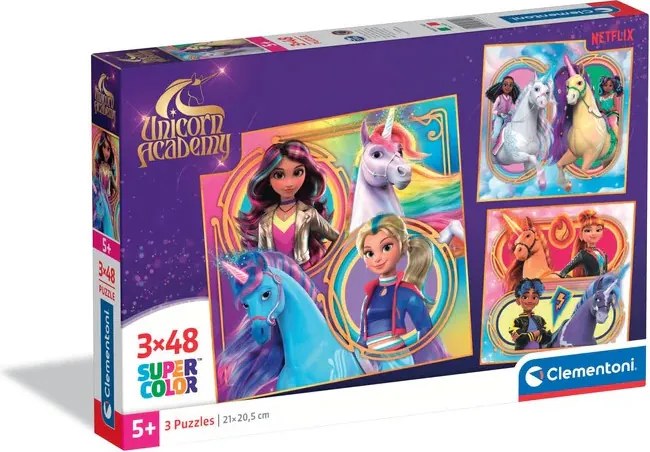 Unikornis Akadémia Riders 3x48 db-os puzzle Clementoni