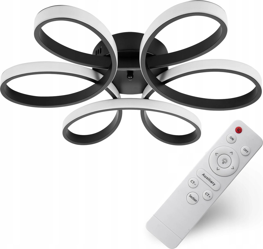 Fekete Mennyezeti Lámpa Függeszték Led Plafon Modern Virág Távirányító, Csillár