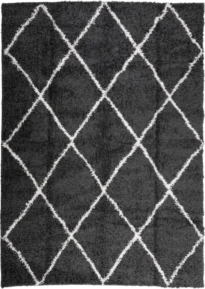 vidaXL PAMPLONA fekete és krém bolyhos modern szőnyeg 200 x 280 cm