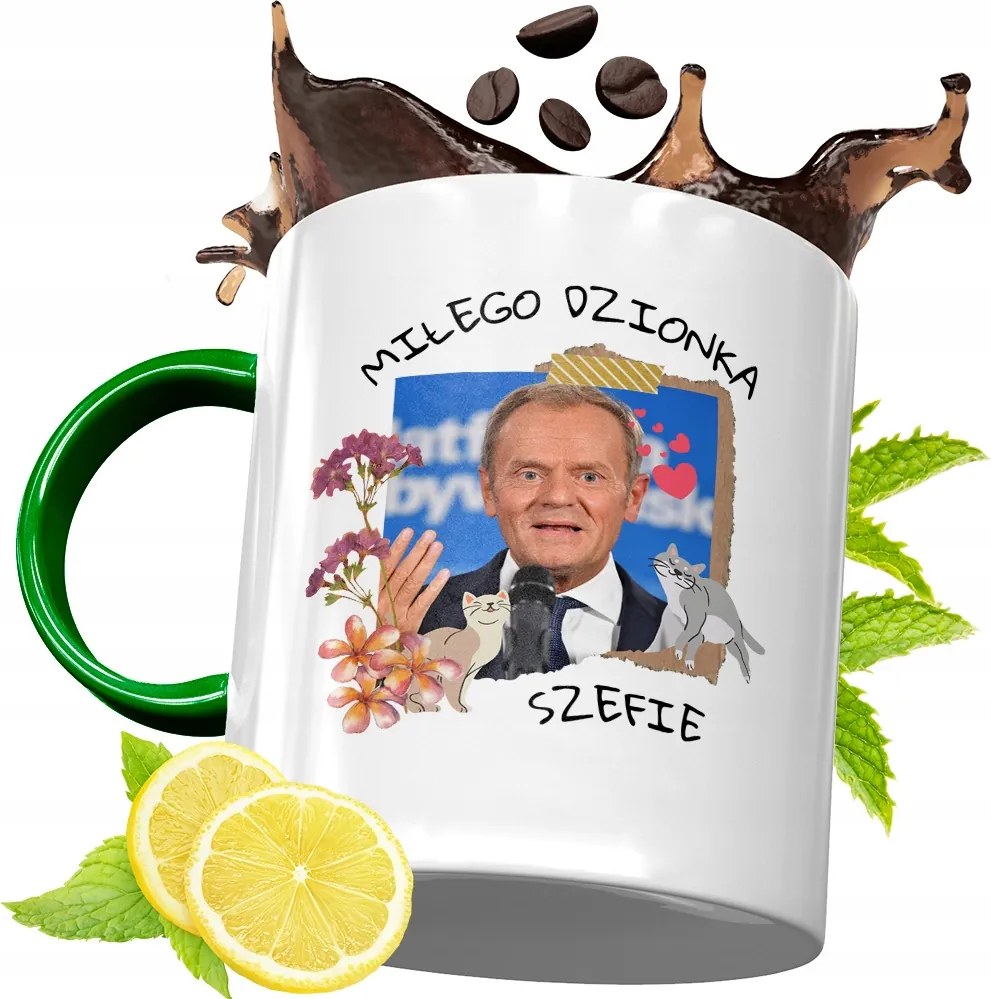 Donald Tusk Zöld Bögre Ajándék Nyomtatott Fotóval