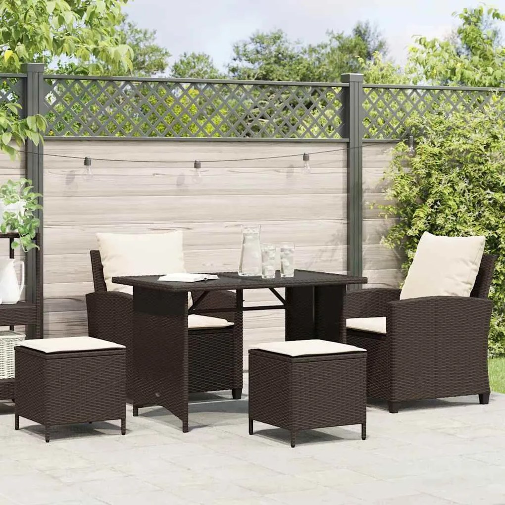 4 részes barna polyrattan kerti ülőgarnitúra párnákkal