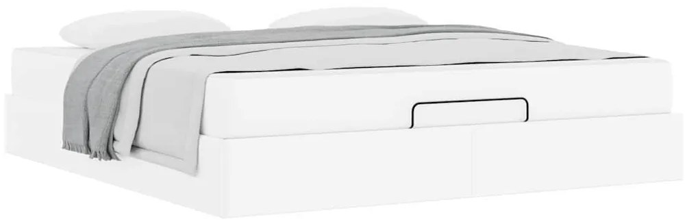 Ágykeret matraccal matracmal Tiszta fehér 180 x 200 cm Műbőr