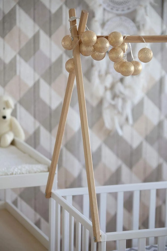 Bükkfa kiságy Teepee 120x60 cm fehér