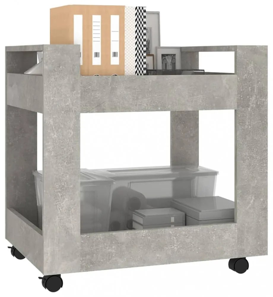 betonszürke szerelt fa asztal-kocsi 60 x 45 x 60 cm