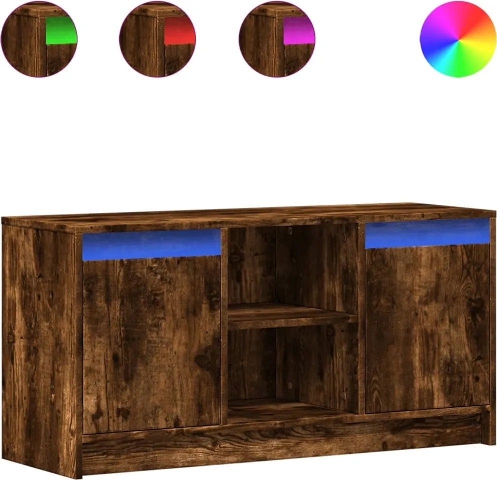 vidaXL füstös tölgy színű szerelt fa LED-es TV-szekrény 100x34x50 cm