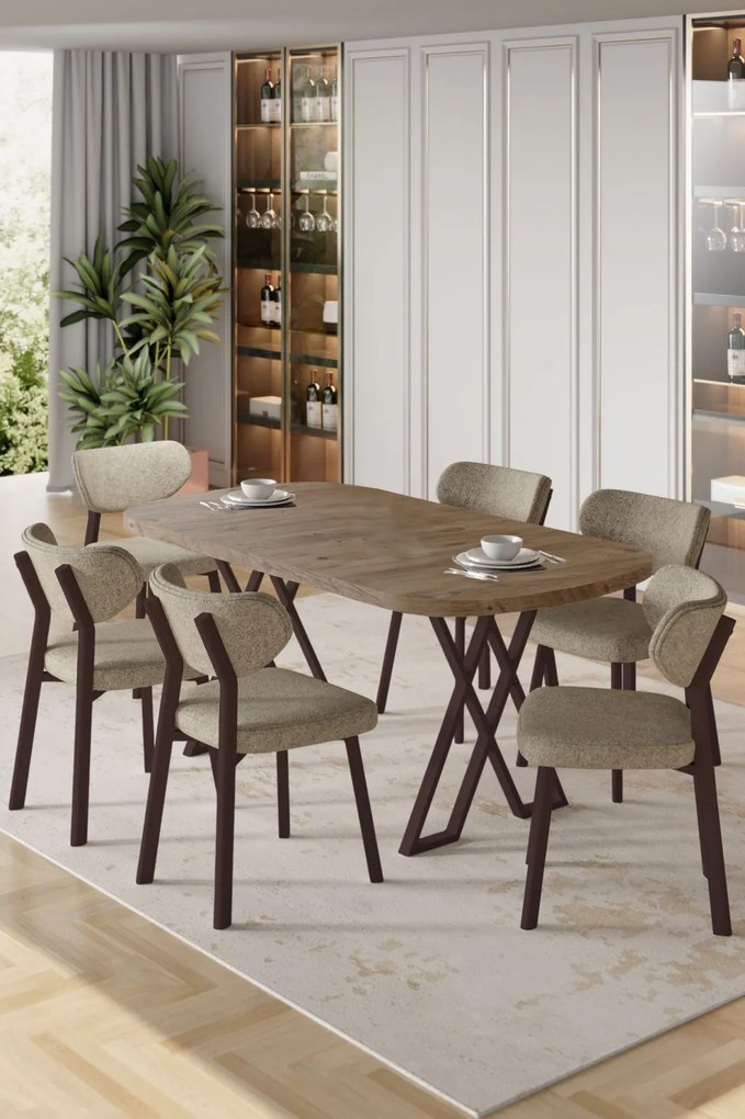 Axton étkezőgarnitúra, atlanti fenyő-cappuccino, 168 cm – TR240CHR2725