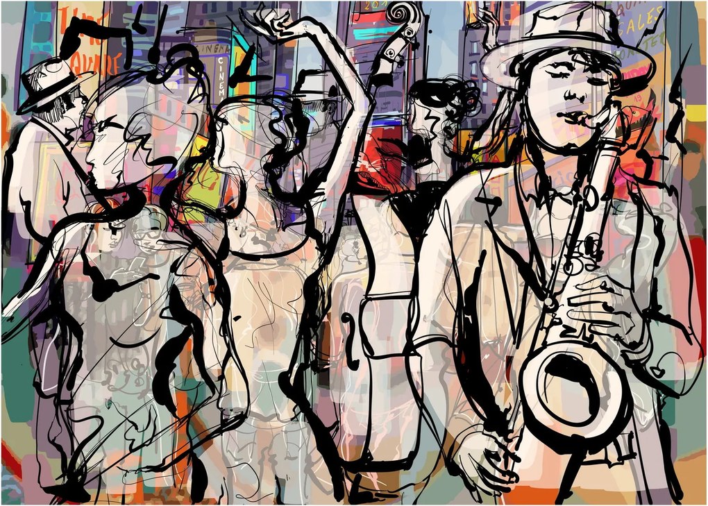 Kép - Jazz éjszaka (üvegen) (70x50 cm)