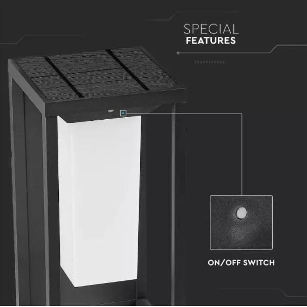 LED napelemes fali lámpa szenzorral SAMSUNG CHIP LED/2W/3,7V IP65 2600 mAh