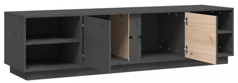 szürke tömör fenyőfa TV-szekrény 156 x 40 x 40 cm