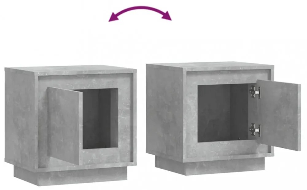 2 db betonszürke szerelt fa éjjeliszekrény 44x35x45 cm
