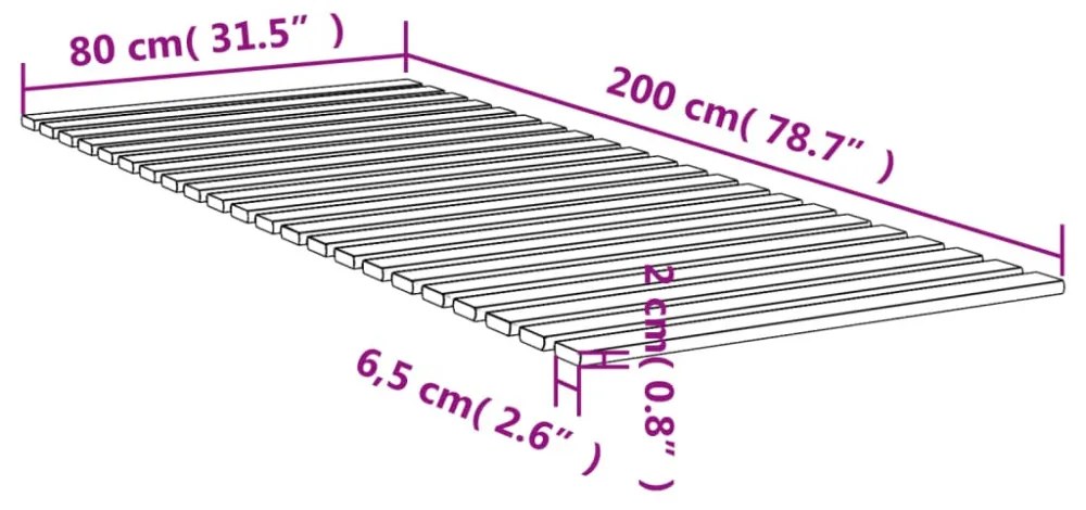 tömör fenyőfa ágylécek 80 x 200 cm