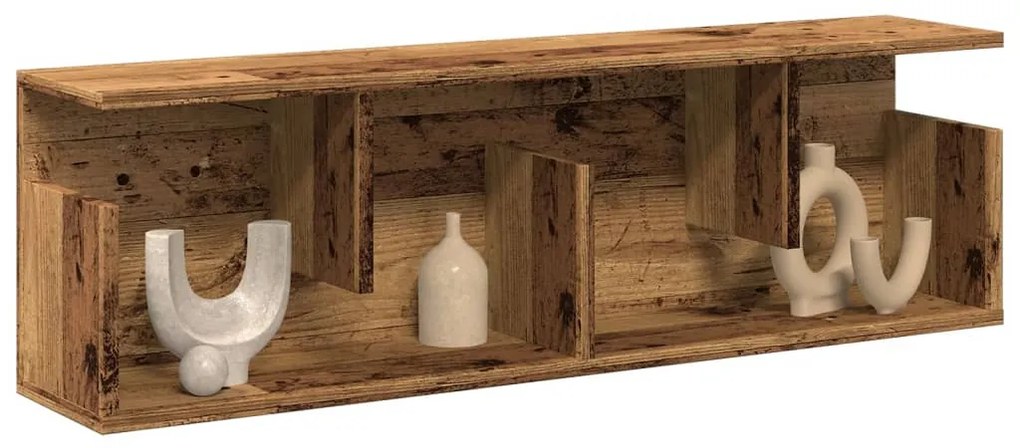 antik fa színű szerelt fa faliszekrény 100 x 20 x 30 cm