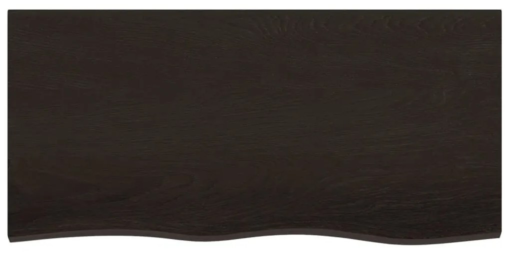 sötétbarna kezelt tömör tölgyfa fali polc 100x50x(2-4) cm